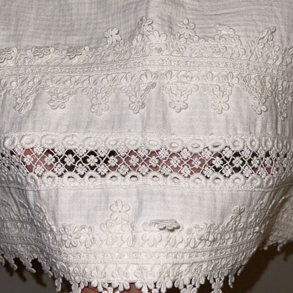 H&M Eyelet Crochet Mini Skirt Cream Off White Size 8 New - Picture 3 of 6